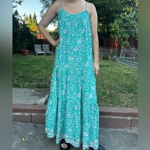 Natalie Martin Melanie Maxi Green Floral Jasmine Silk Sz L